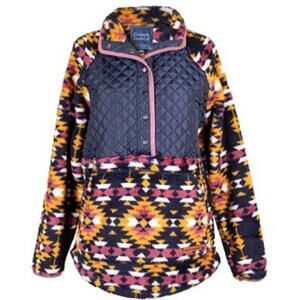 Simply Southern Fleece Pullover Southwest Aztec Pullover Snap Pockets Large